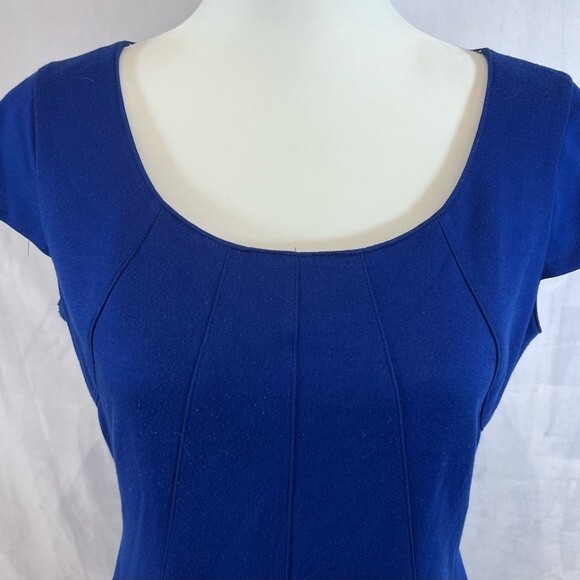 Tahari ASL royal blue pin tucked sheath dress size 8 - Picture 2 of 6